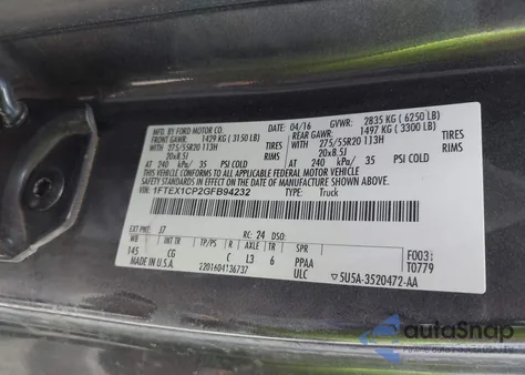 2016 Ford F-150 Xl from USA, damaged, VIN 1FTEX1CP2GFB94232